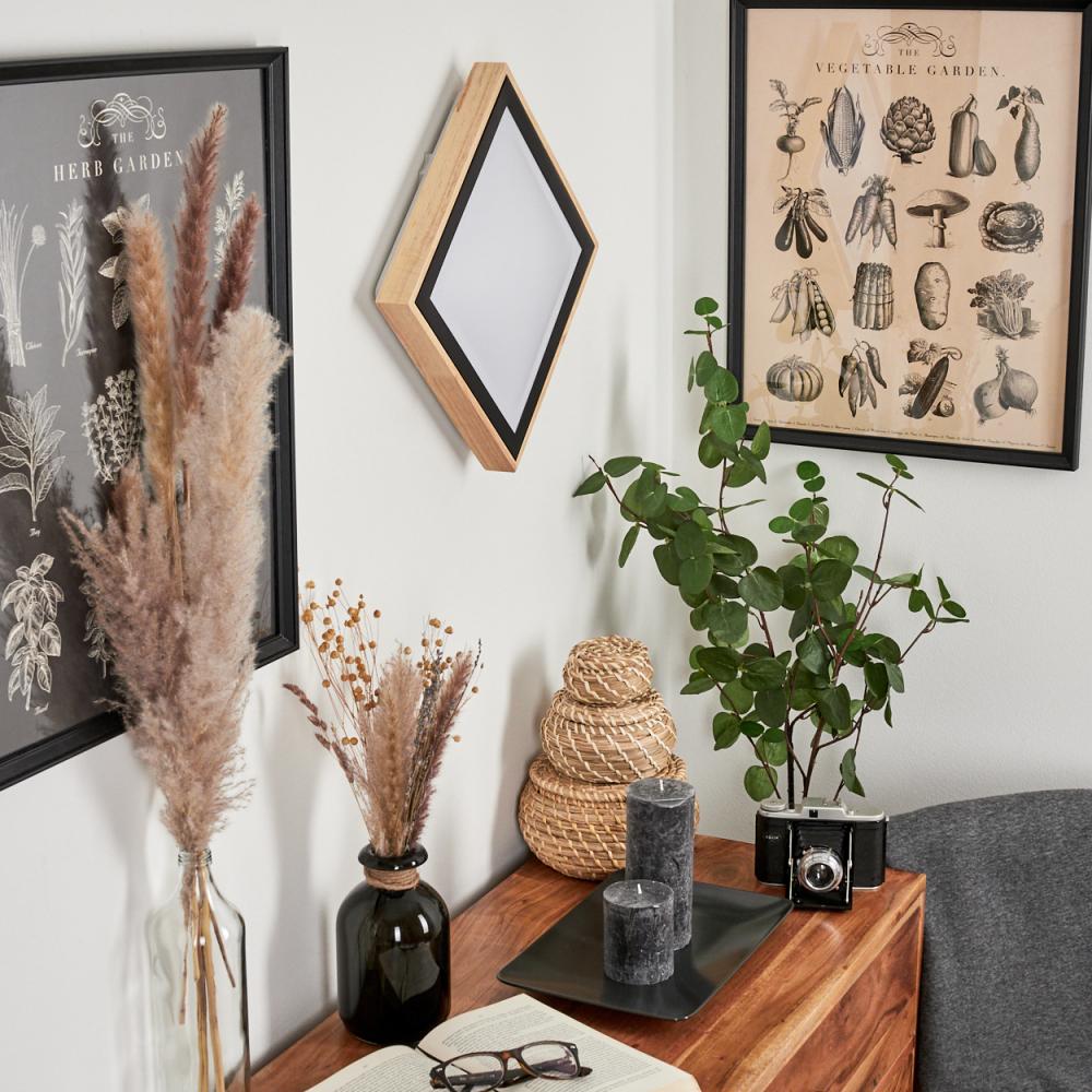 »Campertogno«, moderne Deckenlampe aus Metall/Holz/Kunststoff in Natur/Schwarz/Weiß, eckig, 28,5x28,5 cm, 1150 Lumen, 3000 Kelvin, 1 x LED 12 Watt (inkl. ) Bild 1