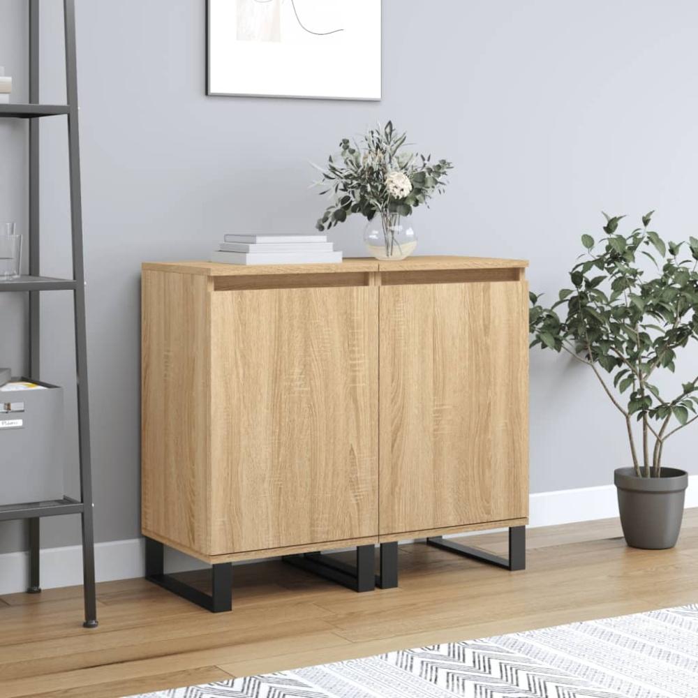 vidaXL Sideboards 2 Stk. Sonoma-Eiche 40x35x70 cm Holzwerkstoff 831075 Bild 1