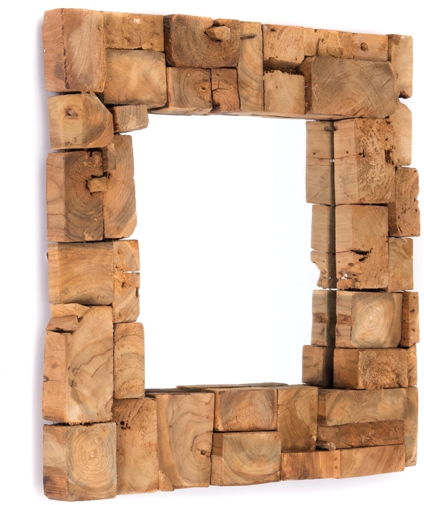 Wandspiegel Mosaik 50x50 cm, Massivholz, quadratisch naturfarben Bild 1