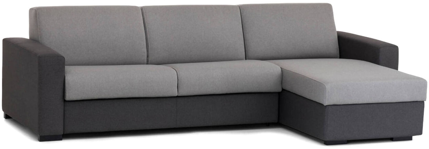 Dmora Schlafsofa mit Halbinsel Aika, Sofa mit umkehrbarer Aufbewahrungshalbinsel, Standardarmlehnen, 100 % Made in Italy, 280 x 95 x 90 cm, Grau und Anthrazit Bild 1