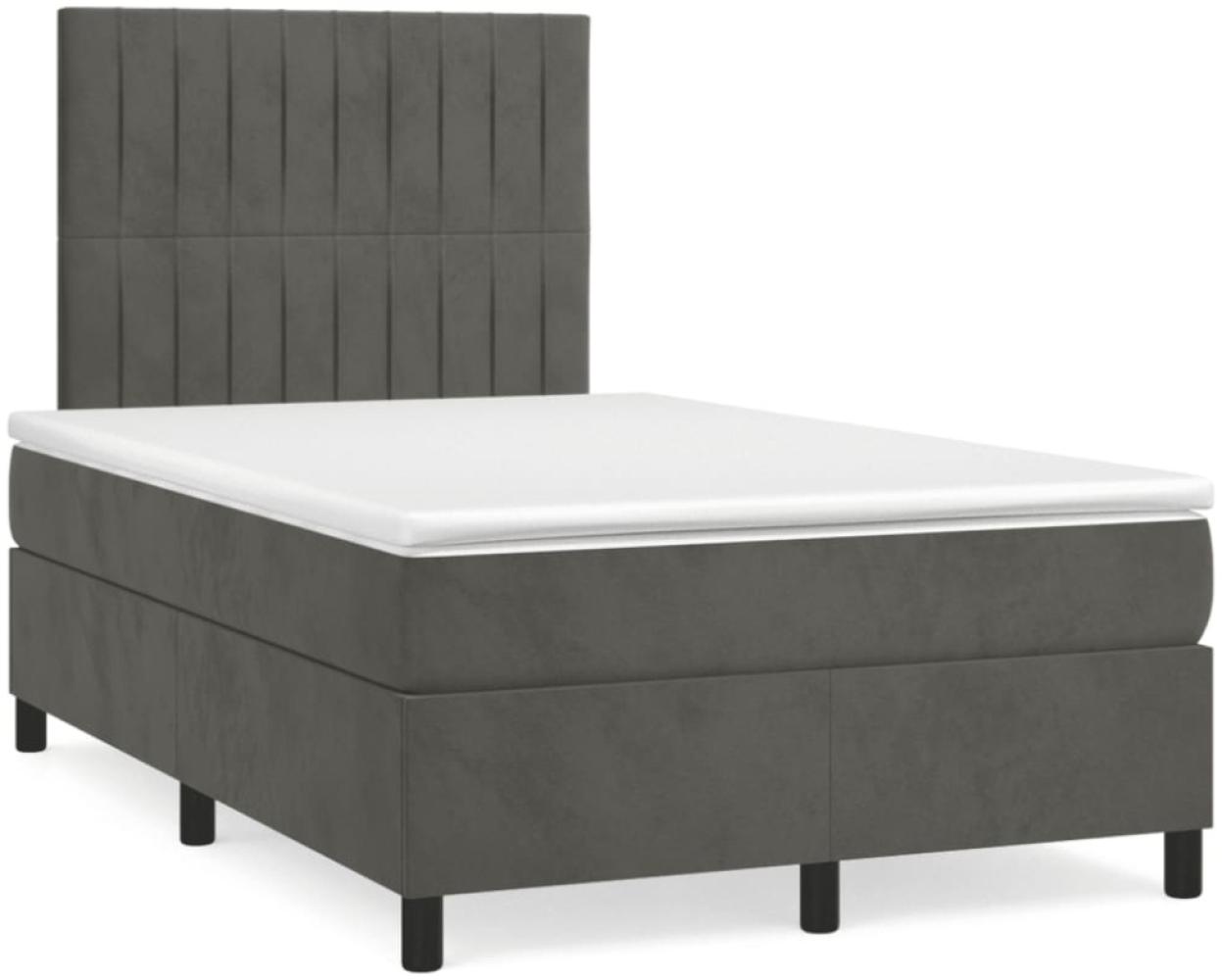 vidaXL Boxspringbett mit Matratze & LED Dunkelgrau 120x190 cm Samt 3270324 Bild 1