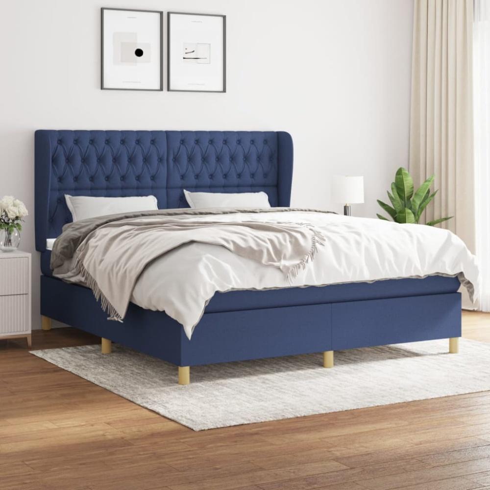 Boxspringbett mit Matratze Stoff Blau 180 x 200 cm, Härtegrad: H2 [3128787] Bild 1