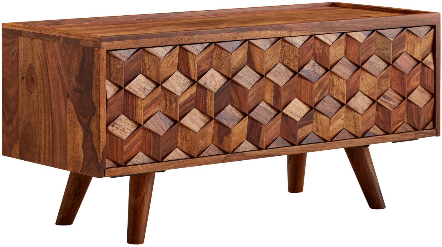 Lowboard Sheesham Massivholz 92x44x35 cm TV-Kommode mit Klapptür, Design TV-S... Bild 1