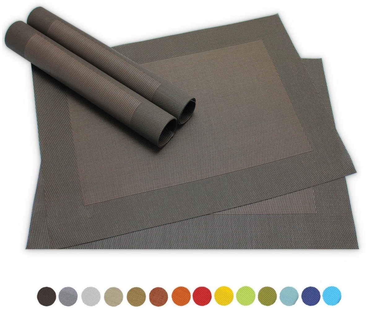 matches21 HOME & HOBBY Platzset Tischsets BORDA 4er Set Braun als Tischuntersetzer, (4-St), Abwaschbare Platzsets als Tischunterlagen für Ess-Tisch Tisch-Deko Bild 1