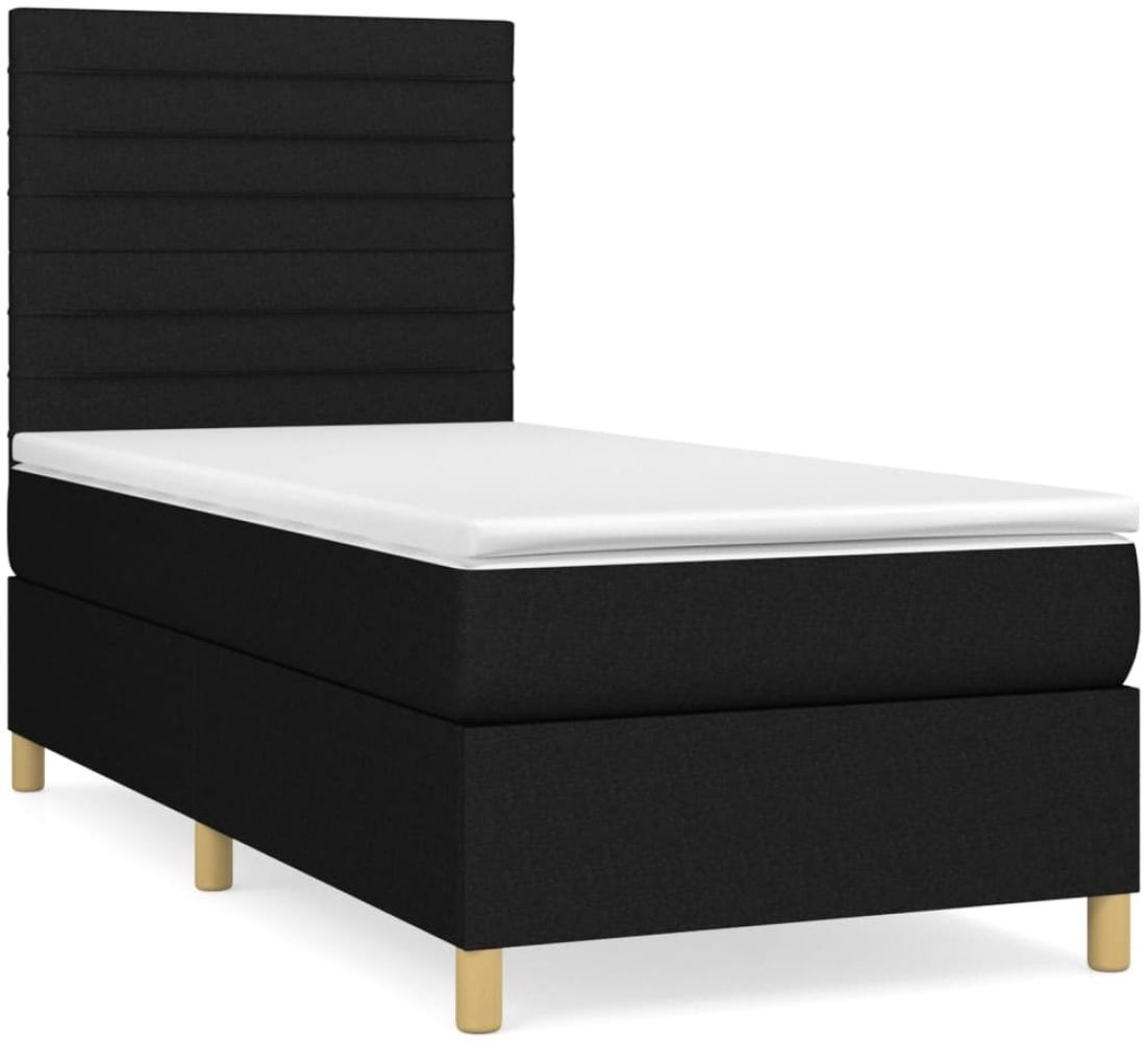vidaXL Boxspringbett mit Matratze Schwarz 90x190 cm Stoff 3142379 Bild 1