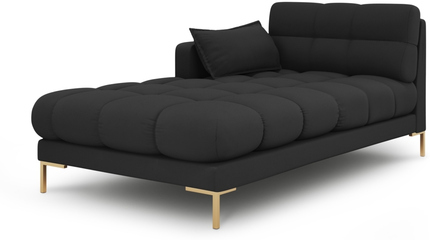 Micadoni Recamiere Mamaia 1-Sitzer Links Strukturierter Stoff Dunkelgrau Metall Gold Bild 1