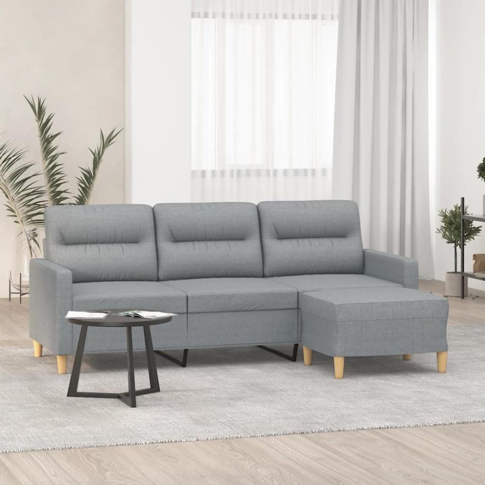 vidaXL 3-Sitzer-Sofa mit Hocker Hellgelb 180 cm, Hellgrau Bild 1