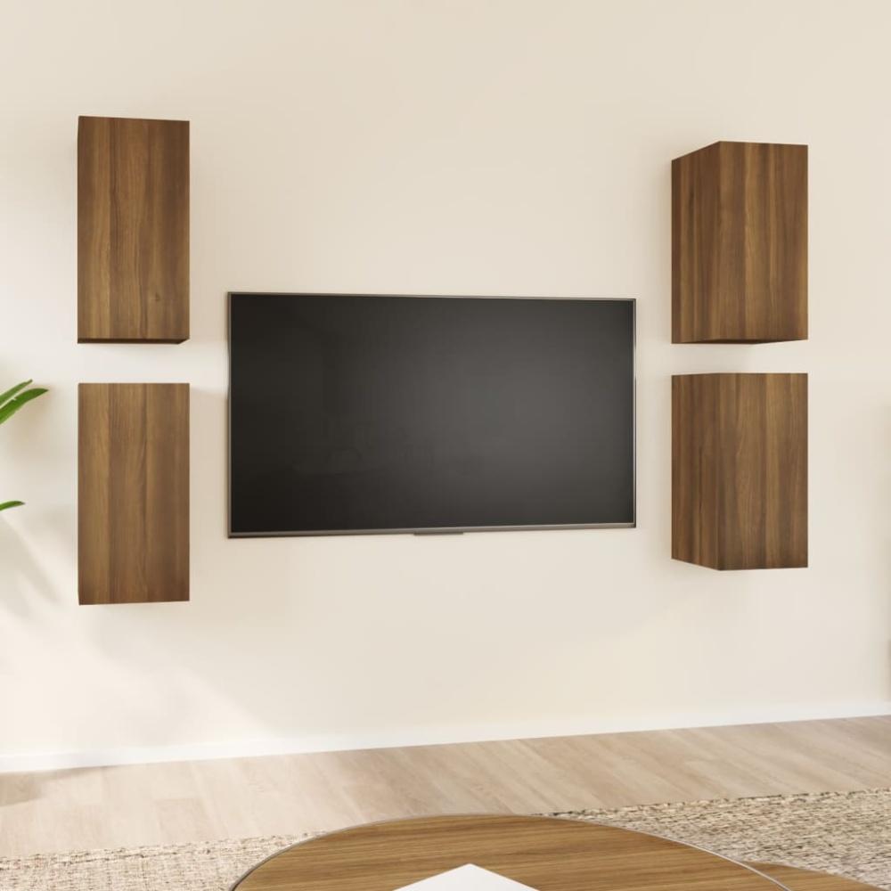 vidaXL TV-Schränke 4 Stk. Braun Eichen-Optik 30,5x30x60 cm 3120328 Bild 1