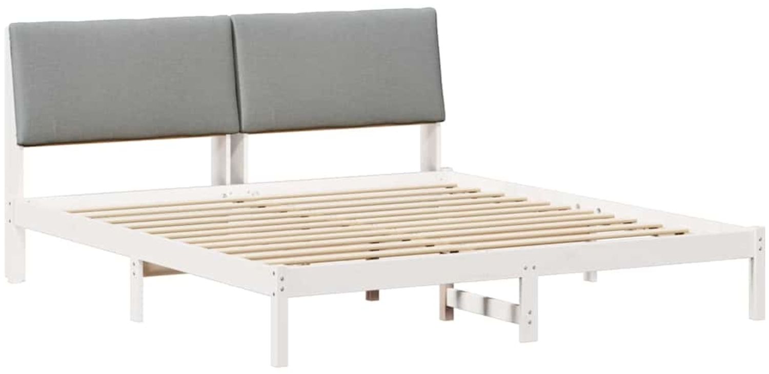 vidaXL Bettgestell Weiß und Hellgrau 200 x 200 cm Massivholz Kiefer 3394362 Bild 1