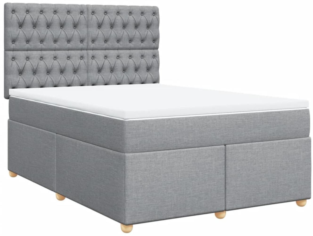 vidaXL Boxspringbett mit Matratze Hellgrau 140x200 cm Stoff 3291310 Bild 1