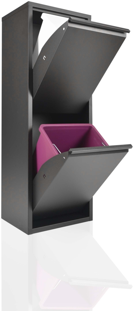 Betten-ABC 'Refina' Mehrzweckschrank mit 2x15L Eimern, pflegeleichtes Metall schwarz, 25 x 33 x 92,5 cm Bild 1