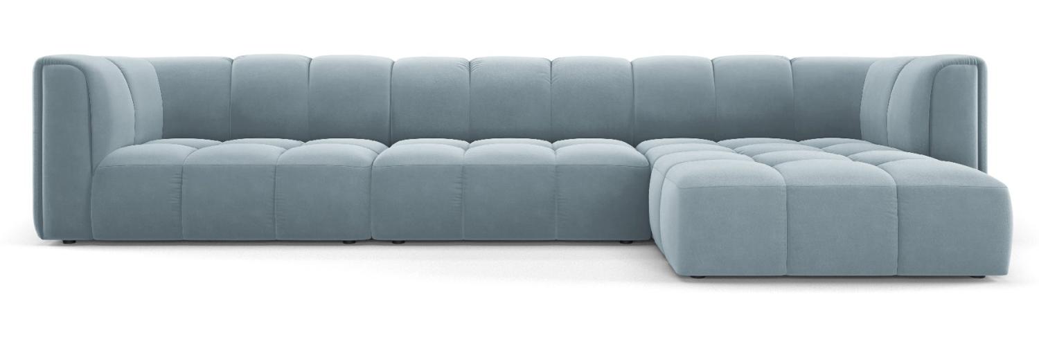 Micadoni Modulares Ecksofa Serena 5-Sitzer Samtstoff, Hellblau, Rechts Bild 1