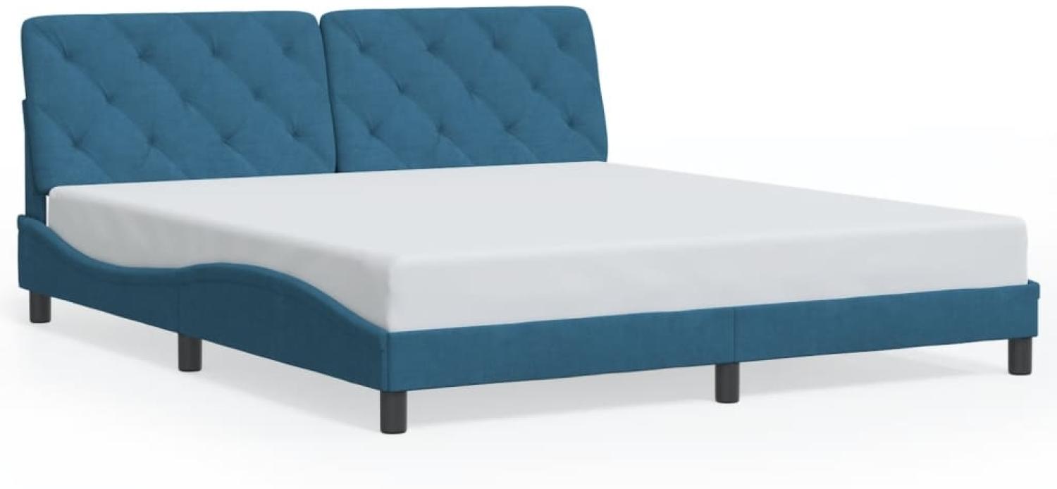 vidaXL Bettgestell ohne Matratze Blau 180x200 cm Samt 3207939 Bild 1