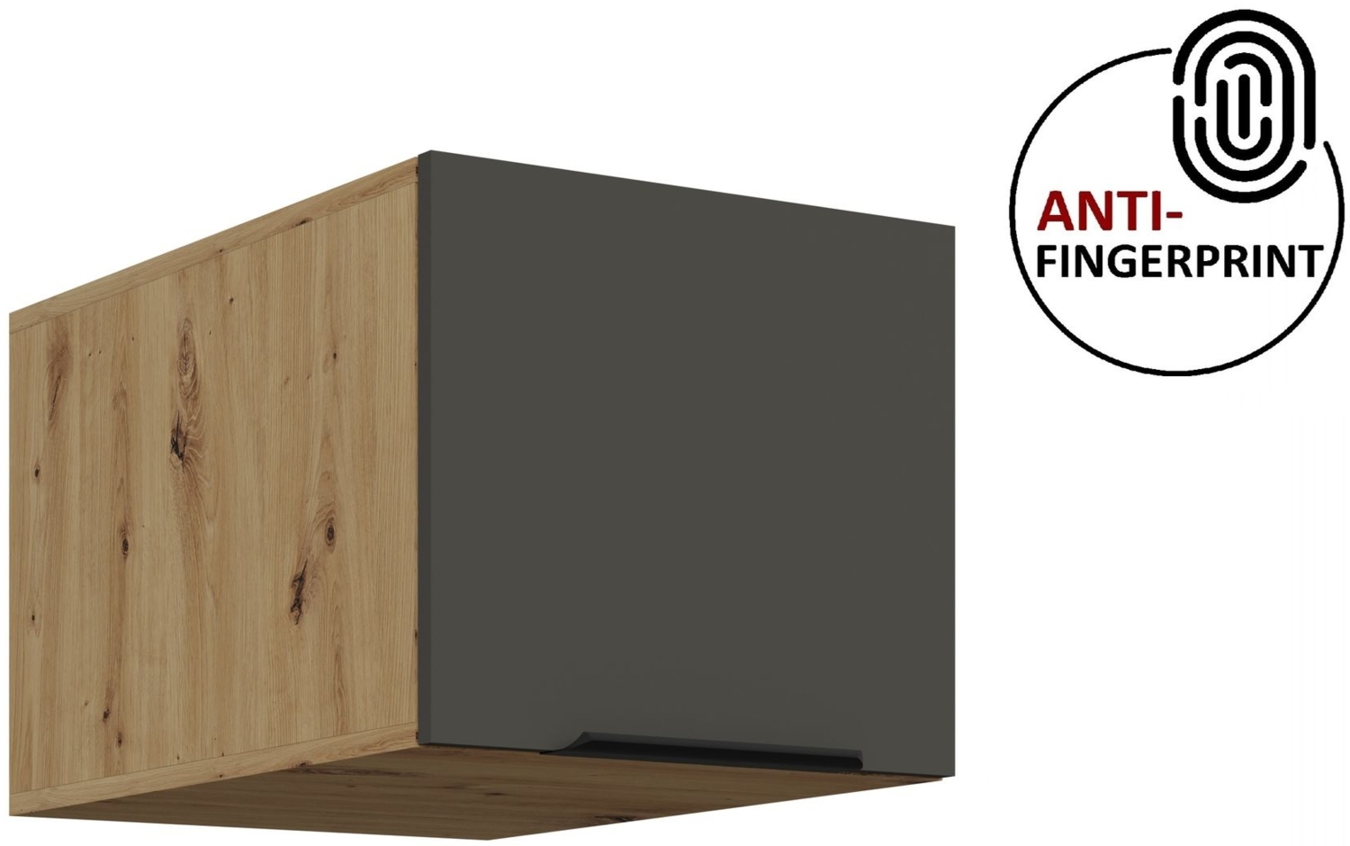 Küchen Aufsatzschrank 40 cm ARIA Graphite ultra matt + Eiche Artisan matt, hochwertige Fronten mit Anti Fingerprint Beschichtung Küchenzeile Küchenblock Bild 1