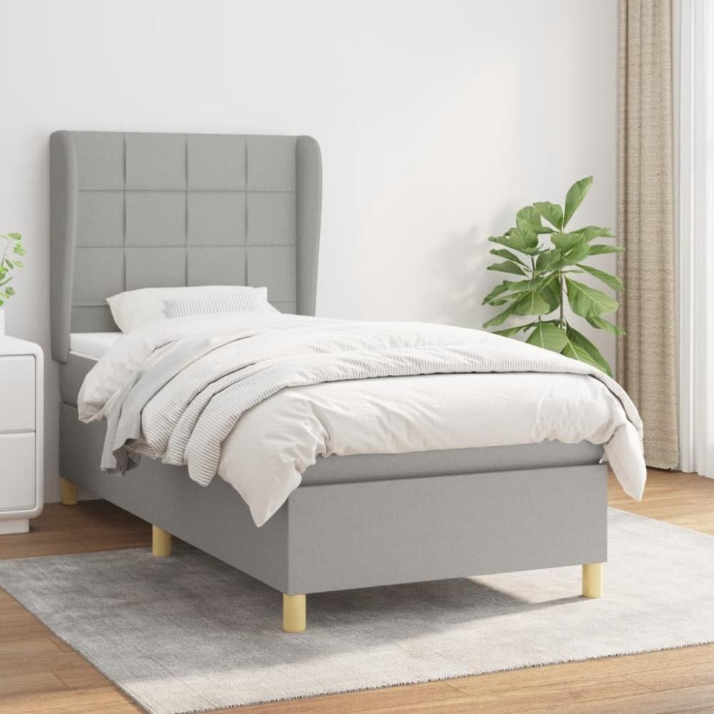 vidaXL Boxspringbett mit Matratze Hellgrau 90x200 cm Stoff, Härtegrad: H2 [3128493] Bild 1