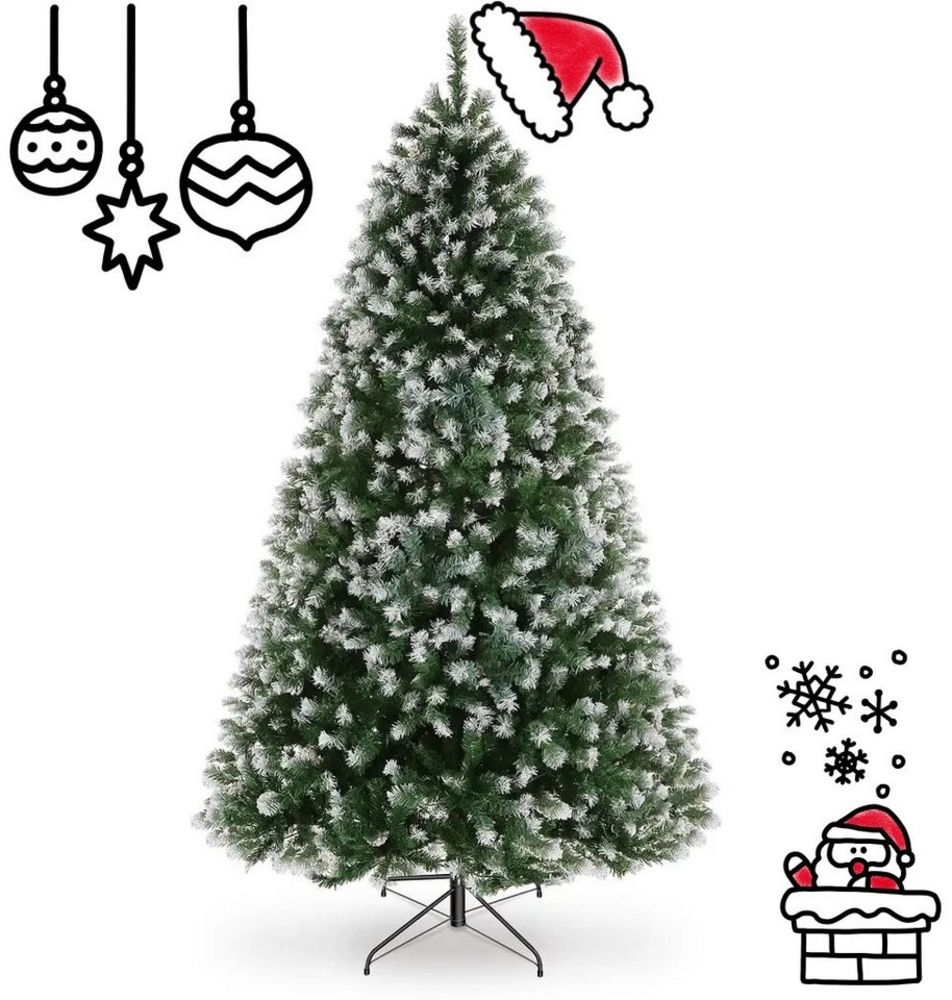 LUCKZON Künstlicher Weihnachtsbaum 6FT 182cm, Grün-gelb, schwer entflammbar, Zweige spritzgeschichtet, Tannenbaum, 756T Zweige, 250 warmweiße LED, 51 Kiefernkerzen, 8 Zoll Bild 1