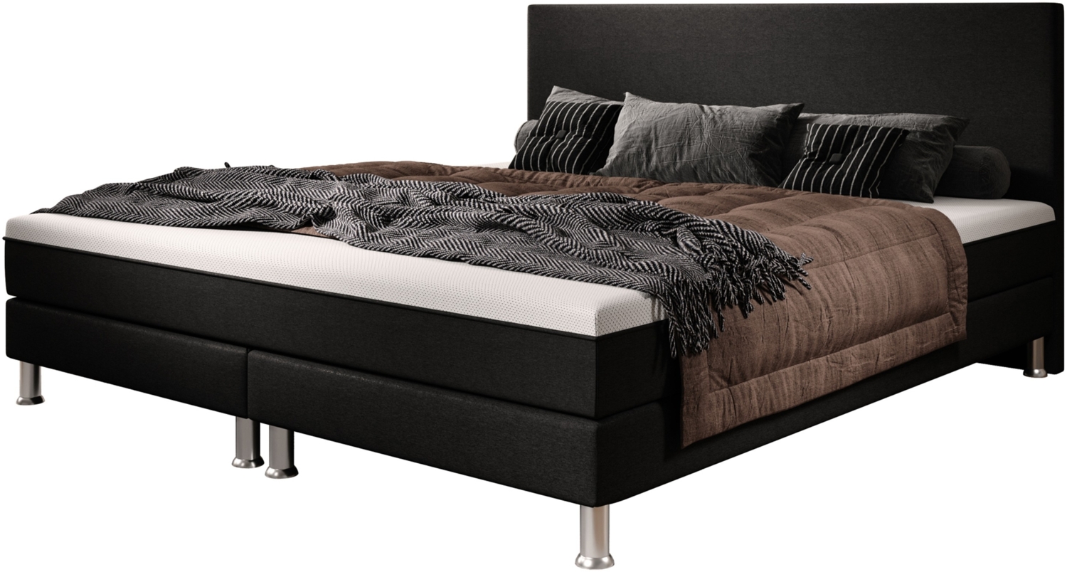 Boxspringbett S1 180x200 Webstoff Schwarz Bild 1