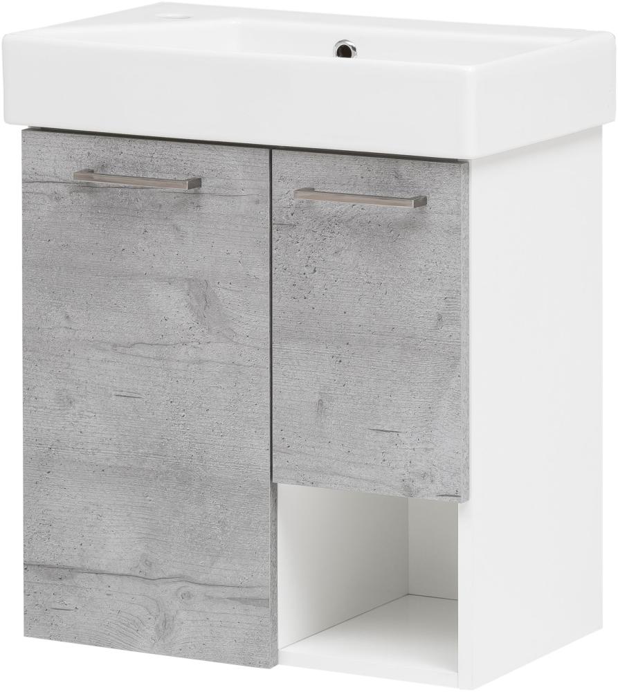 Gäste WC Waschbecken mit Unterschrank Gästewaschtisch Waschplatz 55 cm Basaltgrau Bild 1