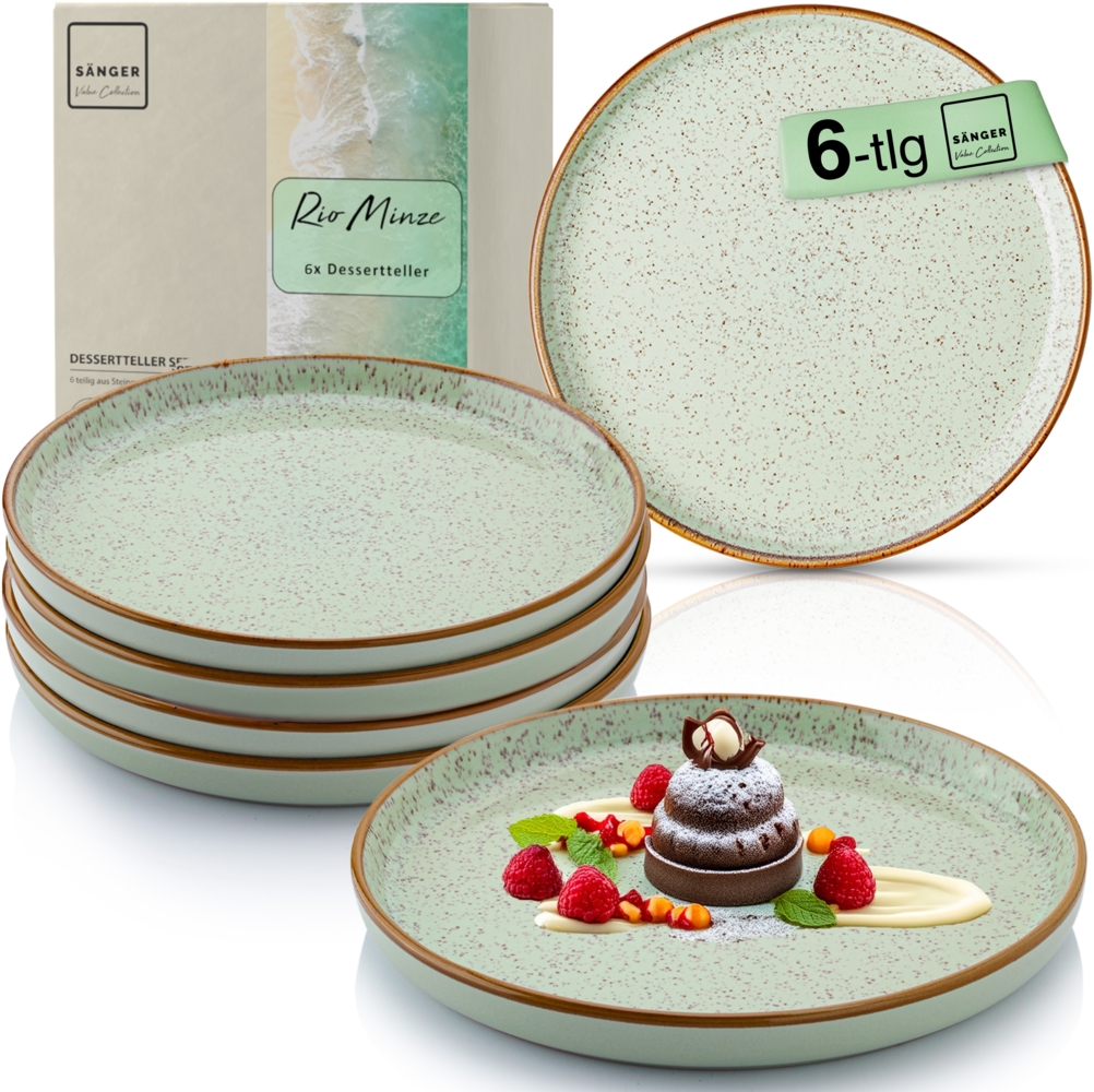 SÄNGER Dessertteller Set Rio Minze - 6 teilig aus Steingut Bild 1