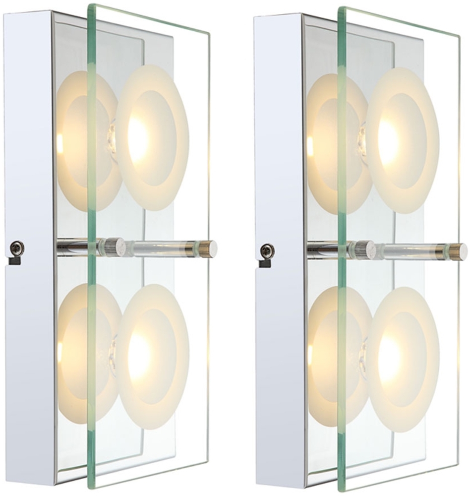 2er Set LED Wandlampe, Glasplatte, 2 flammig, L 25 cm Bild 1