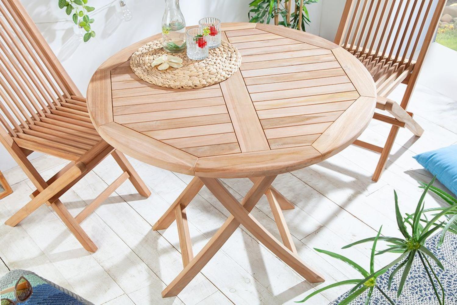 riess-ambiente Gartentisch EMPIRE TEAK 90cm braun (Einzelartikel, 1-St), Massivholz · Balkonmöbel · klappbar · rund · Holztisch · Teakholz Bild 1