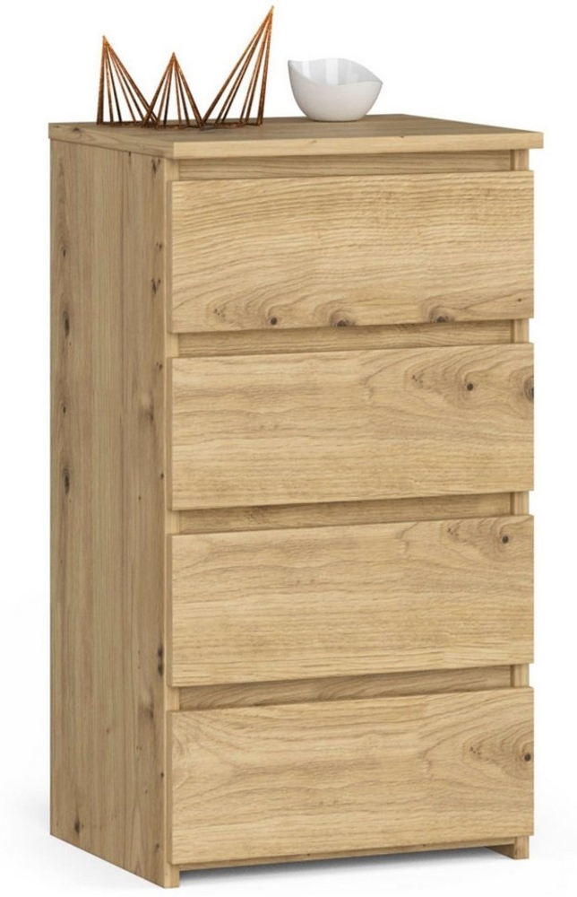 Home Collective Kommode 40 cm breit Holz Highboard Sideboard für Flur Schlafzimmer Wohnzimmer (Mehrzweckschrank Schrank schmal Kommode Schlafzimmer mit Schubladen), Kinderzimmer Organizer, 73 cm hoch mit 4 Schubladen Artisan Eiche Bild 1