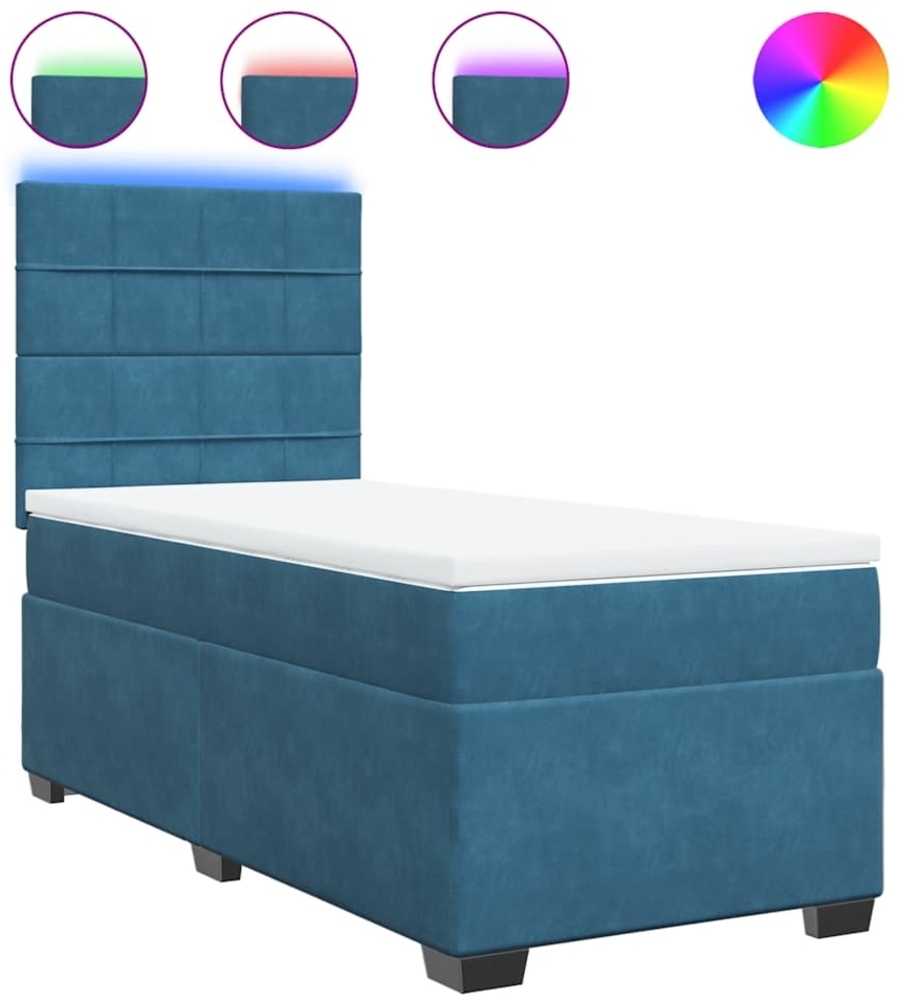 vidaXL Boxspringbett mit Matratze Blau 90x190 cm Samt 3293090 Bild 1