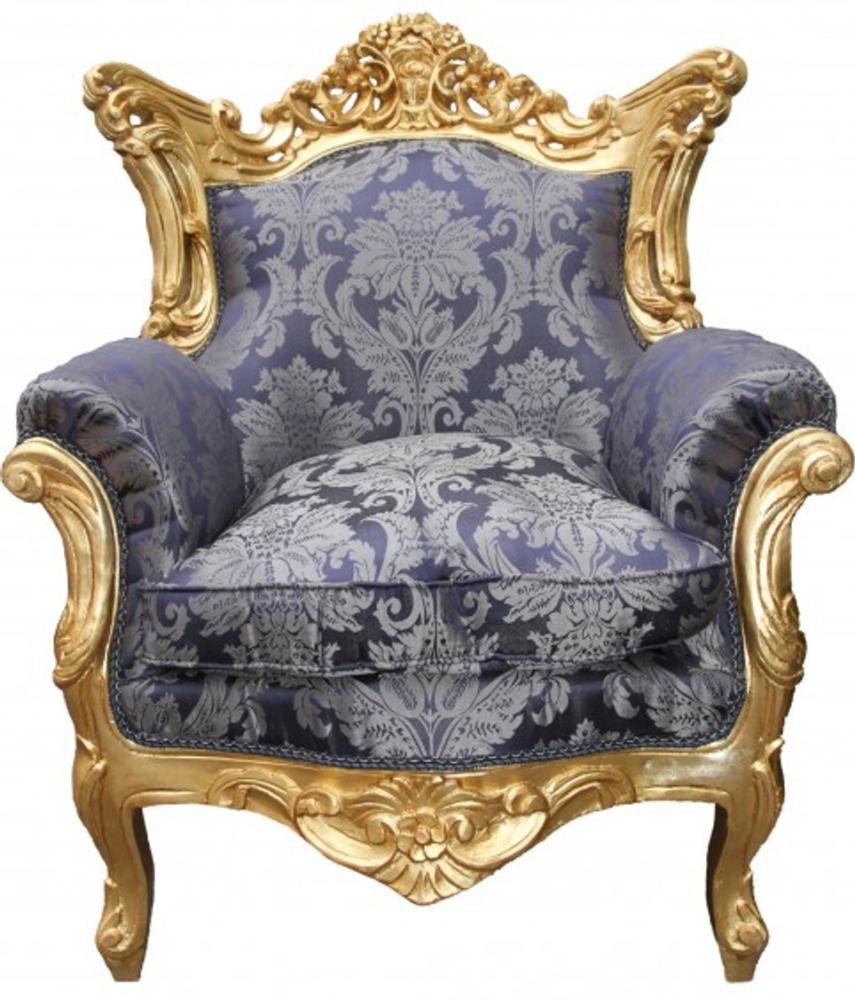 Casa Padrino Barock Sessel "Al Capone" Mod2 Royal Blau Muster / Gold Bild 1