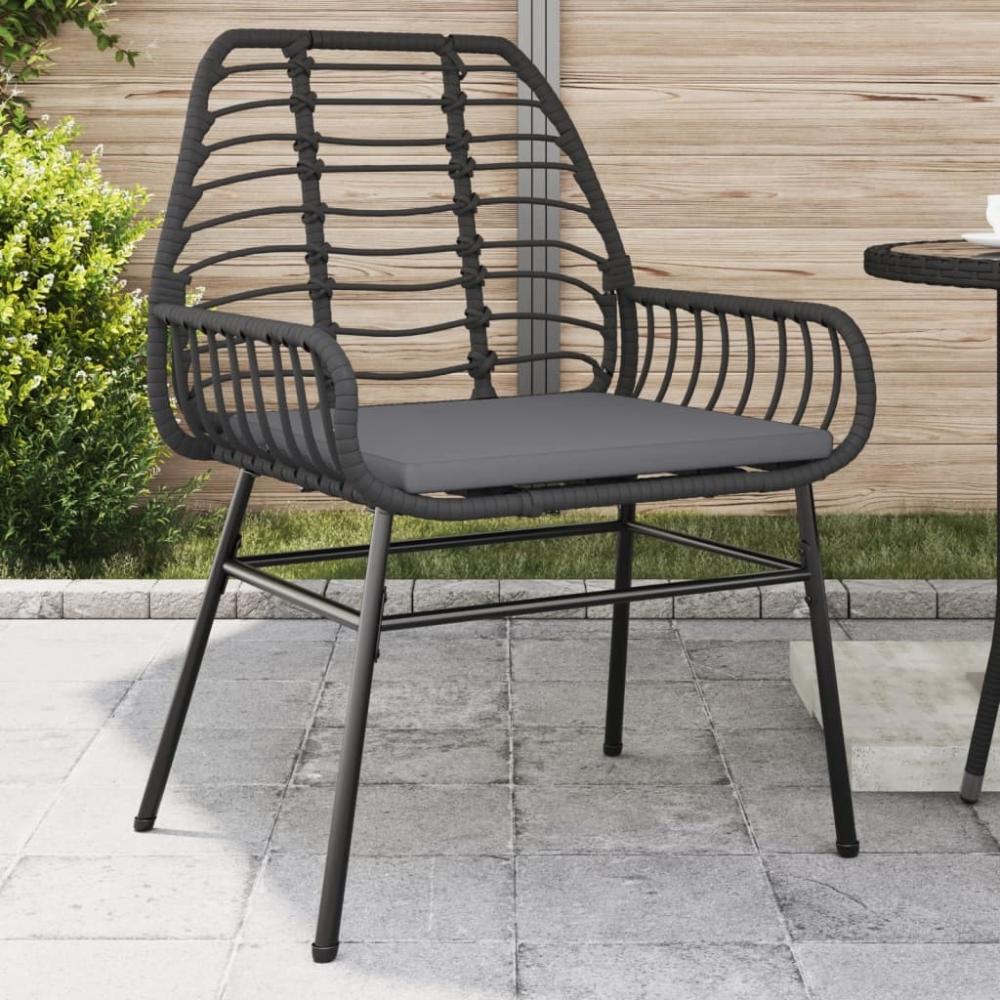 vidaXL Gartenstühle 2 Stk. mit Kissen Schwarz Poly Rattan 369093 Bild 1