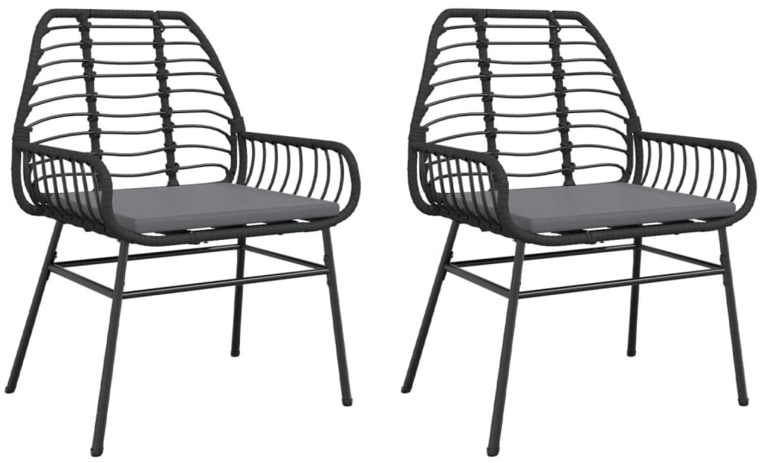 vidaXL Gartenstühle 2 Stk. mit Kissen Schwarz Poly Rattan 369093 Bild 1