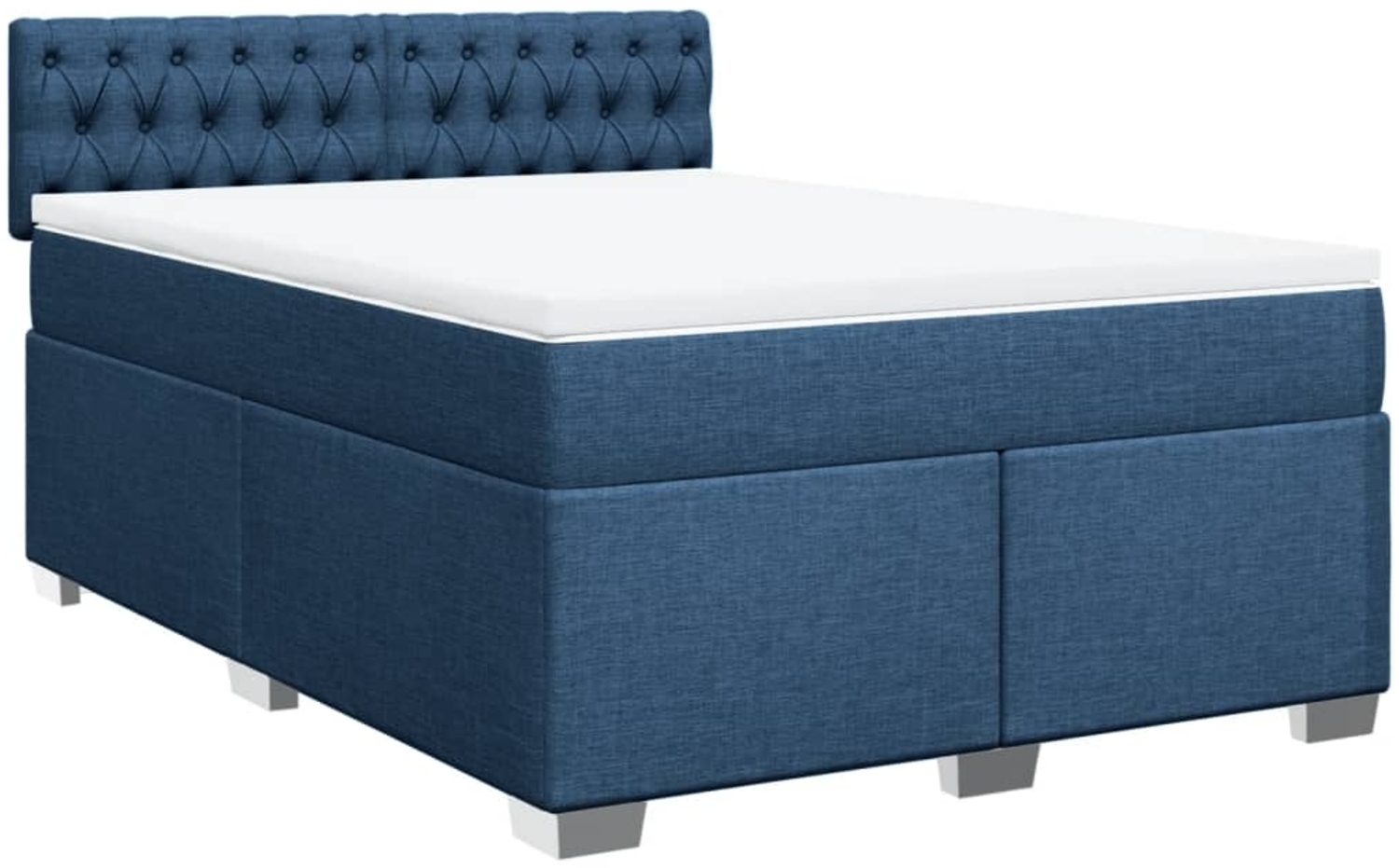 vidaXL Boxspringbett mit Matratze Blau 140x190 cm Stoff 3285896 Bild 1