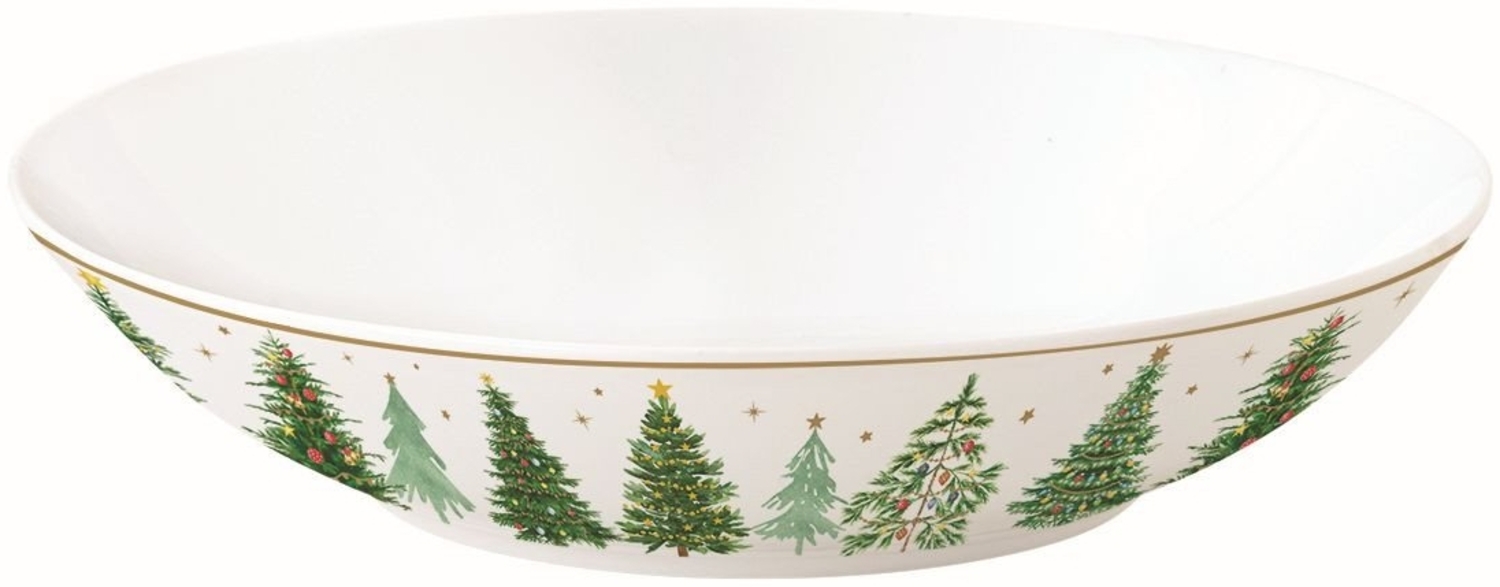EasyLife Suppenteller Festive Trees, Handwäsche empfohlen, Weiß, Motiv: Tannebäume Bild 1