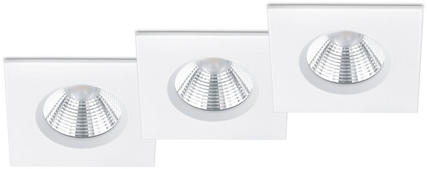 Eckiger LED Einbaustrahler ZAGROS 3er Set dimmbar in Weiß matt, IP65 Bild 1