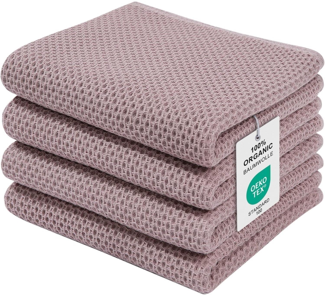 Moosfor 4er Set Geschirrtücher 100% Baumwolle Weich Saugfähig Küchentücher Braun Bild 1