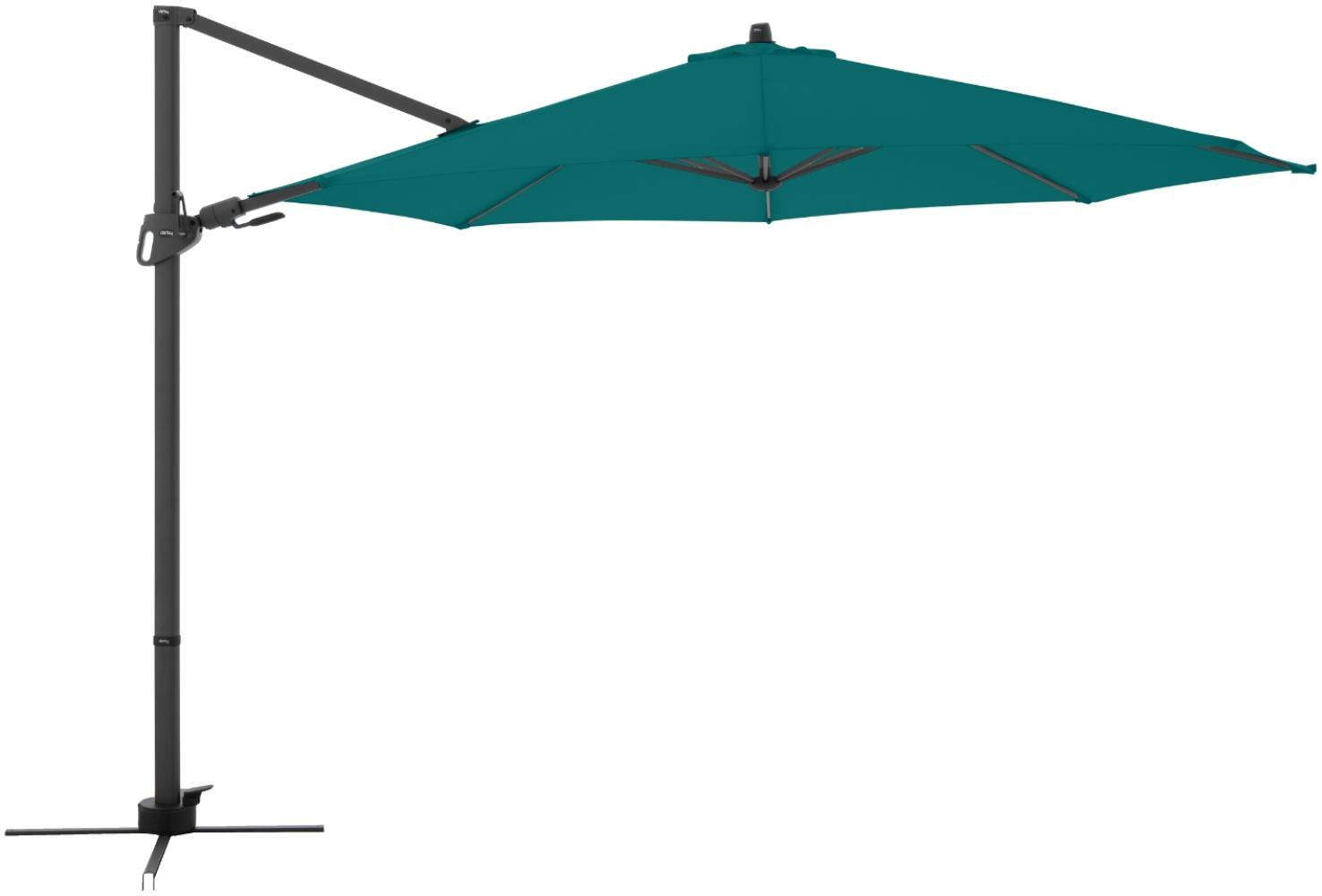 Derby Sonnenschirm / Ampelschirm "Derby DX 335", inkl. Standkreuz, petrol, Ø 335 cm Bild 1