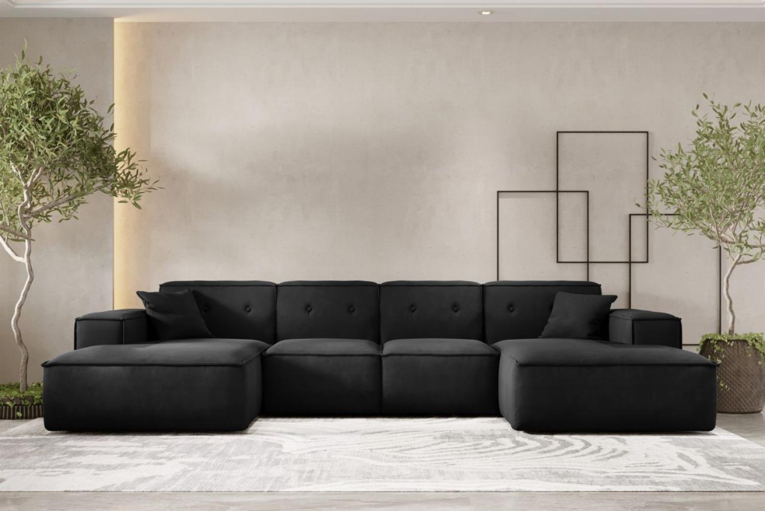 Wohnlandschaft Sofa U-Form CESINA in Stoff Opera Velvet Schwarz Bild 1