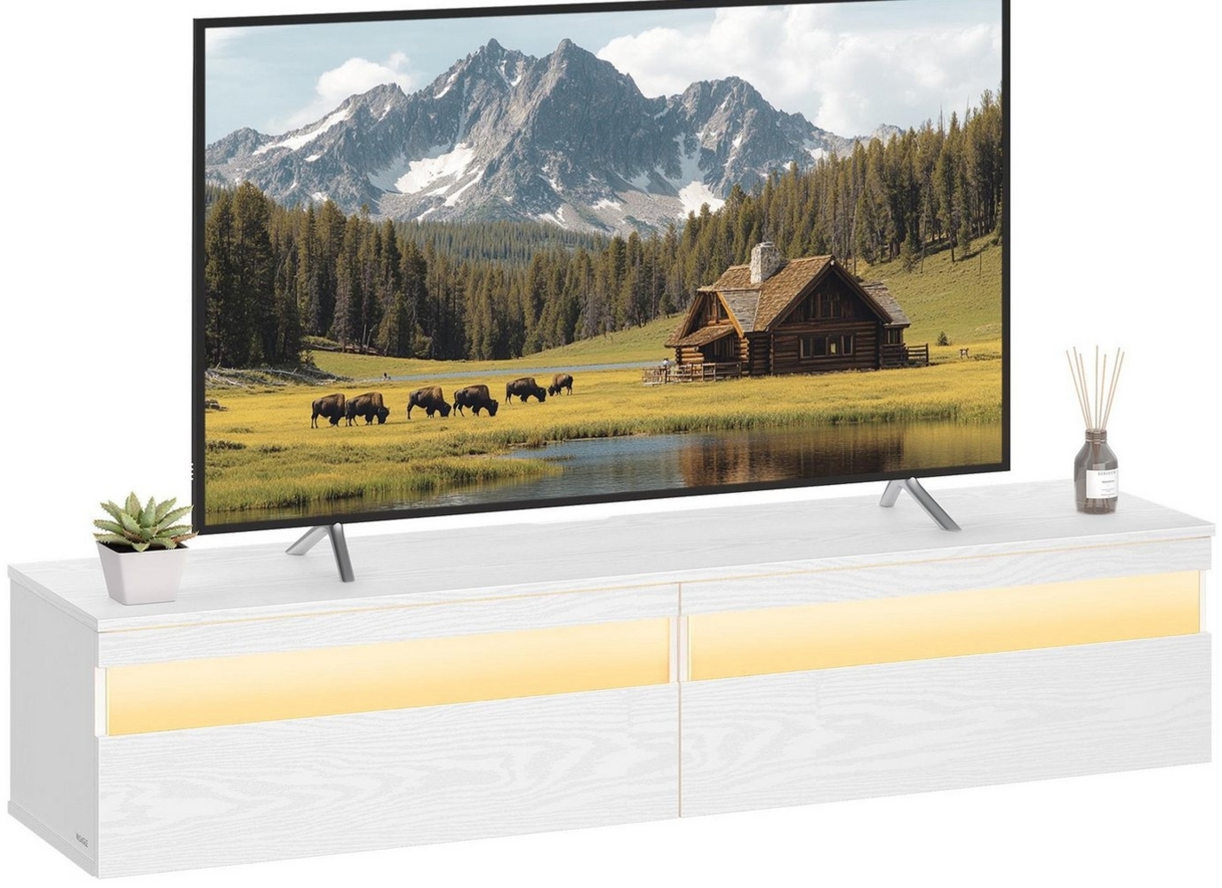 VASAGLE Lowboard, TV-Lowboard, TV-Board hängend, Hängeschrank Wohnwand, Wohnzimmer, 147 x 35 x 30 cm Bild 1