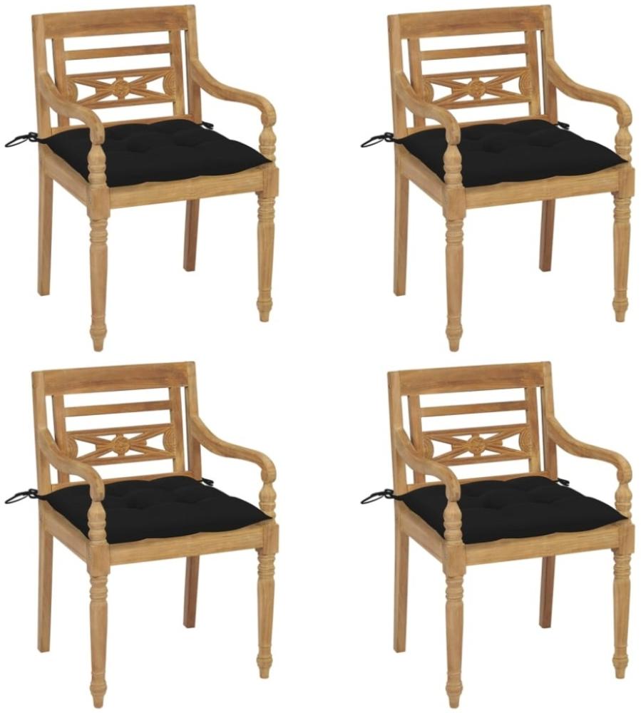 vidaXL Batavia-Stühle mit Kissen 4 Stk. Massivholz Teak Bild 1