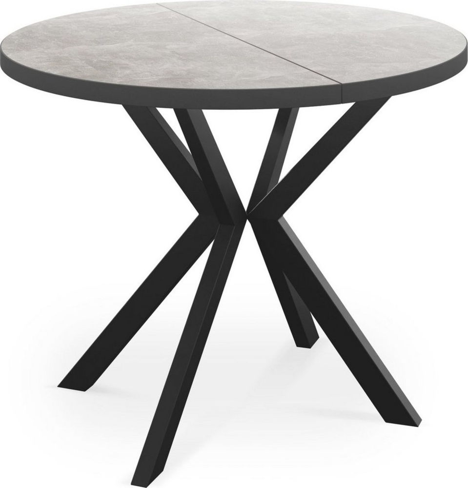 WFL GROUP Esstisch Vincento (1 Tisch), Runder Ausziehbar Tisch mit Tischrand schwarzes Dekor Bild 1