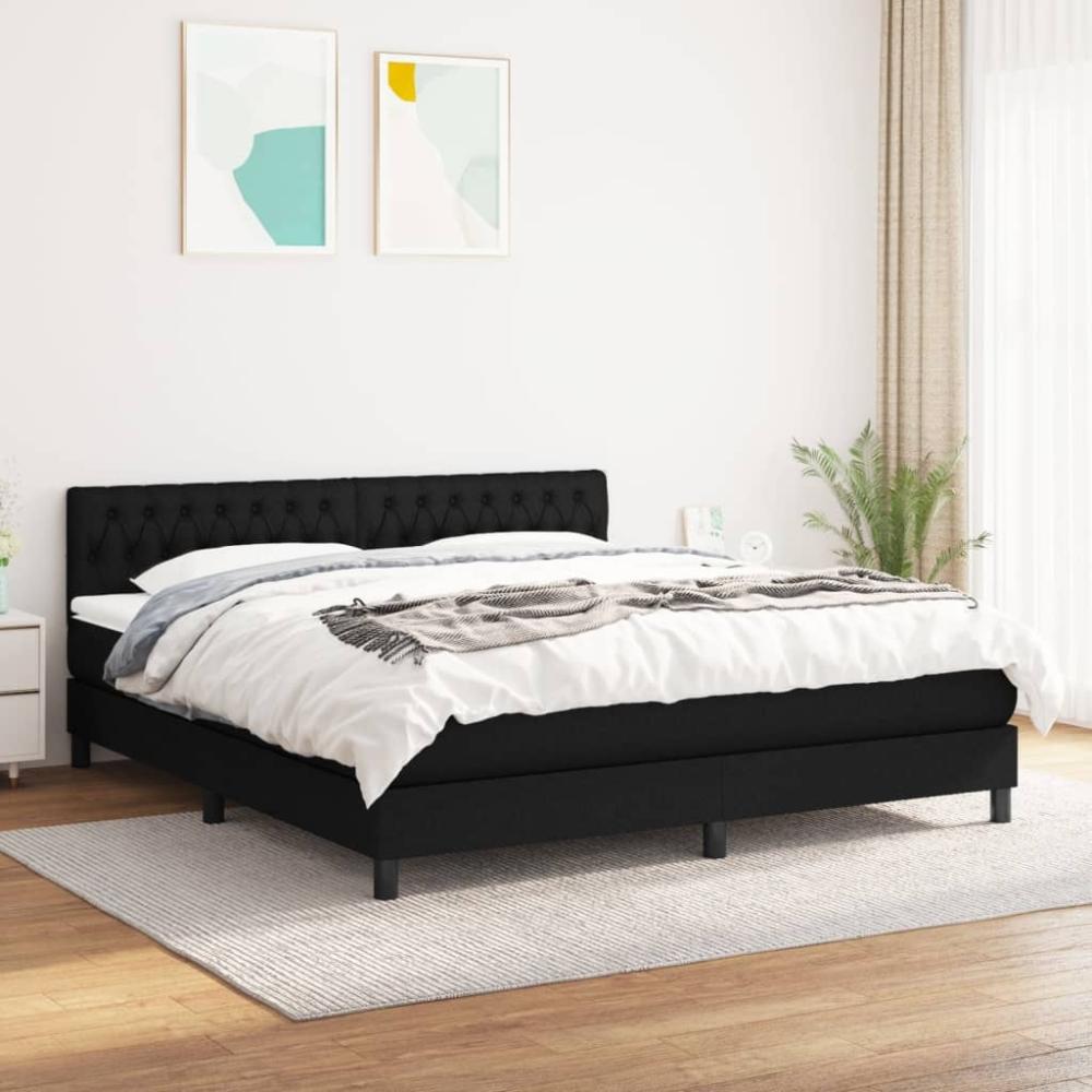 vidaXL Boxspringbett mit Matratze Schwarz 180x200 cm Stoff 3140315 Bild 1