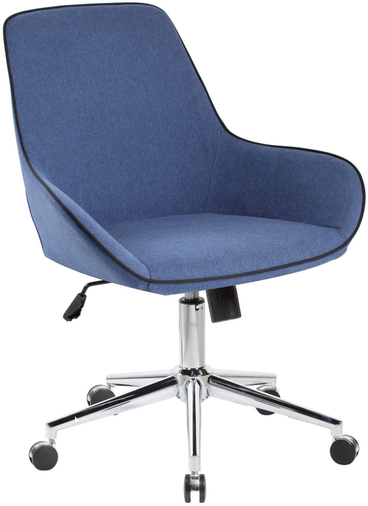 Dmora Stuhl mit Rädern Luminosa, Bürostuhl mit Rollen, Ergonomischer Bürositz, 66 x 59 x 98 cm, Blau Bild 1