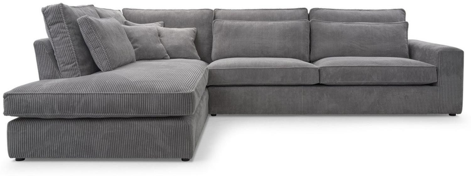 Deine Möbel 24 Wohnlandschaft CAREN XL Ecksofa Sofa Wohnzimmer L-Couch Cord Samt, Grau Beige Anthrazit 2 Teile Bild 1