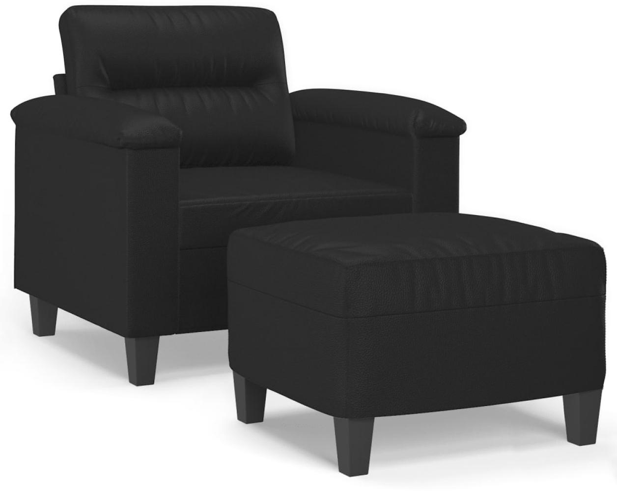 vidaXL Sessel mit Hocker Schwarz 60 cm Kunstleder 3201237 Bild 1