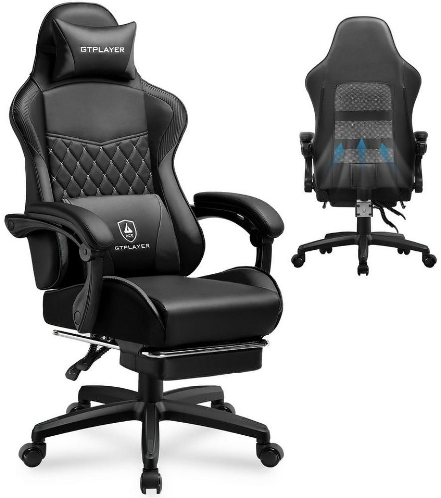 GTPLAYER Gaming-Stuhl Gaming Chair, Ergonomischer Bürostuhl mit Doppelrückenlehne, mit Fußstütze, abnehmbarem Bezug und Lendenwirbelstütze Bild 1