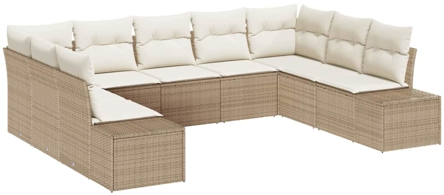 vidaXL Gartensofa-set mit Kissen 9 pcs Beige und Creme Poly Rattan 3355890 Bild 1
