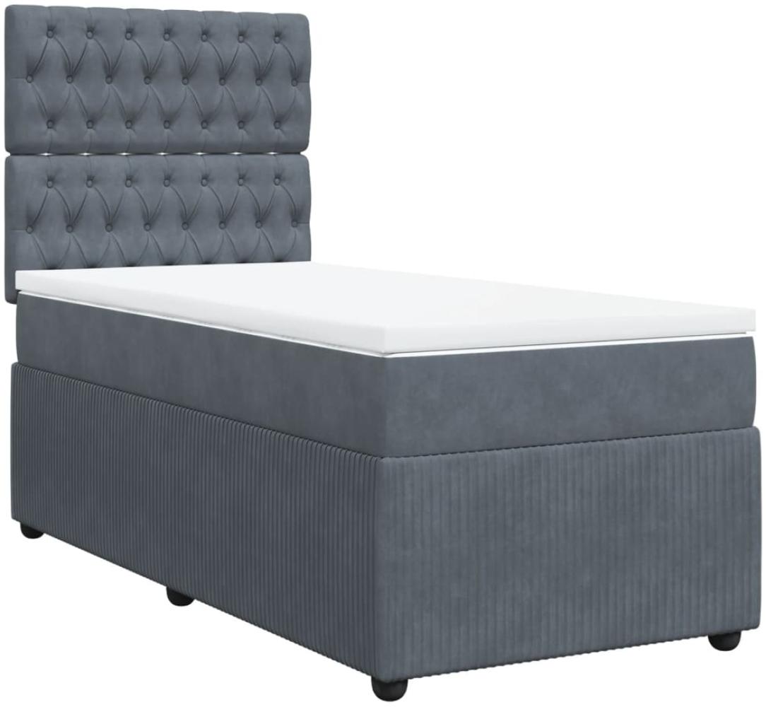 vidaXL Boxspringbett mit Matratze Dunkelgrau 100x200 cm Samt 3292269 Bild 1
