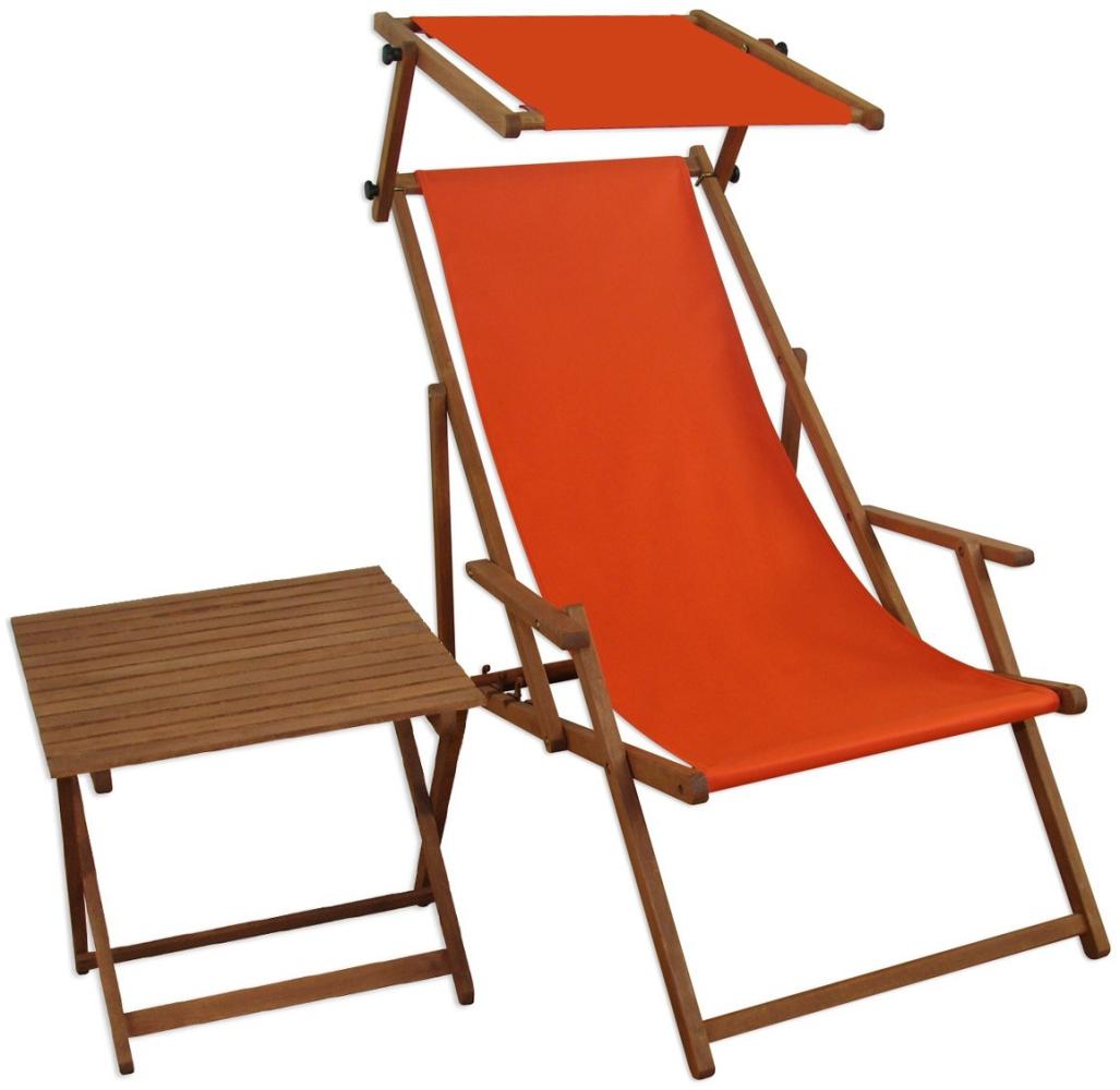 Liegestuhl terracotta Gartenstuhl Tisch Sonnendach Deckchair Buche Strandstuhl klappbar 10-309ST Bild 1