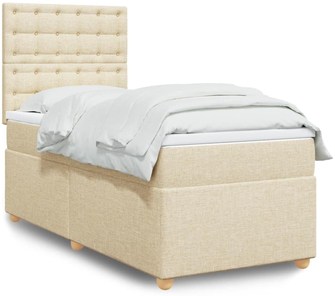 vidaXL Boxspringbett mit Matratze Creme 100x200 cm Stoff 3293510 Bild 1