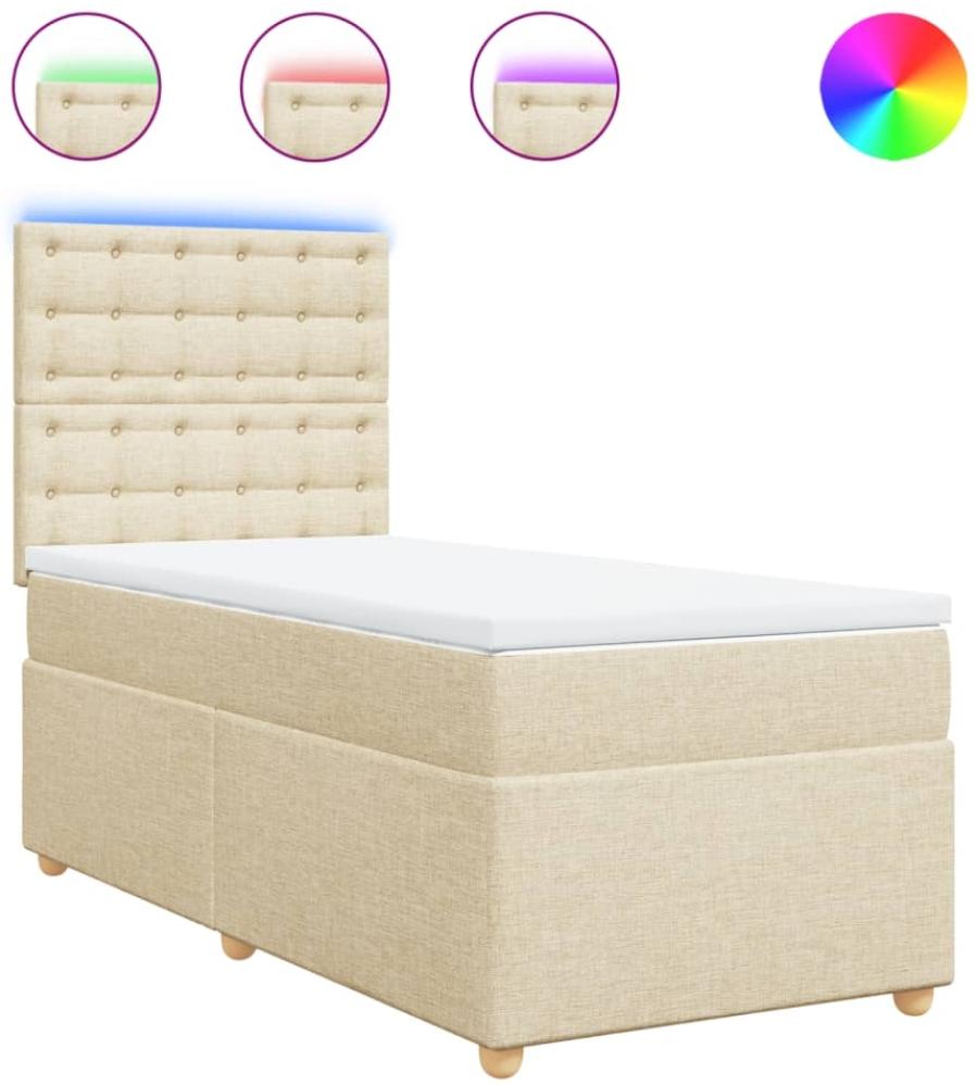 vidaXL Boxspringbett mit Matratze Creme 100x200 cm Stoff 3293510 Bild 1