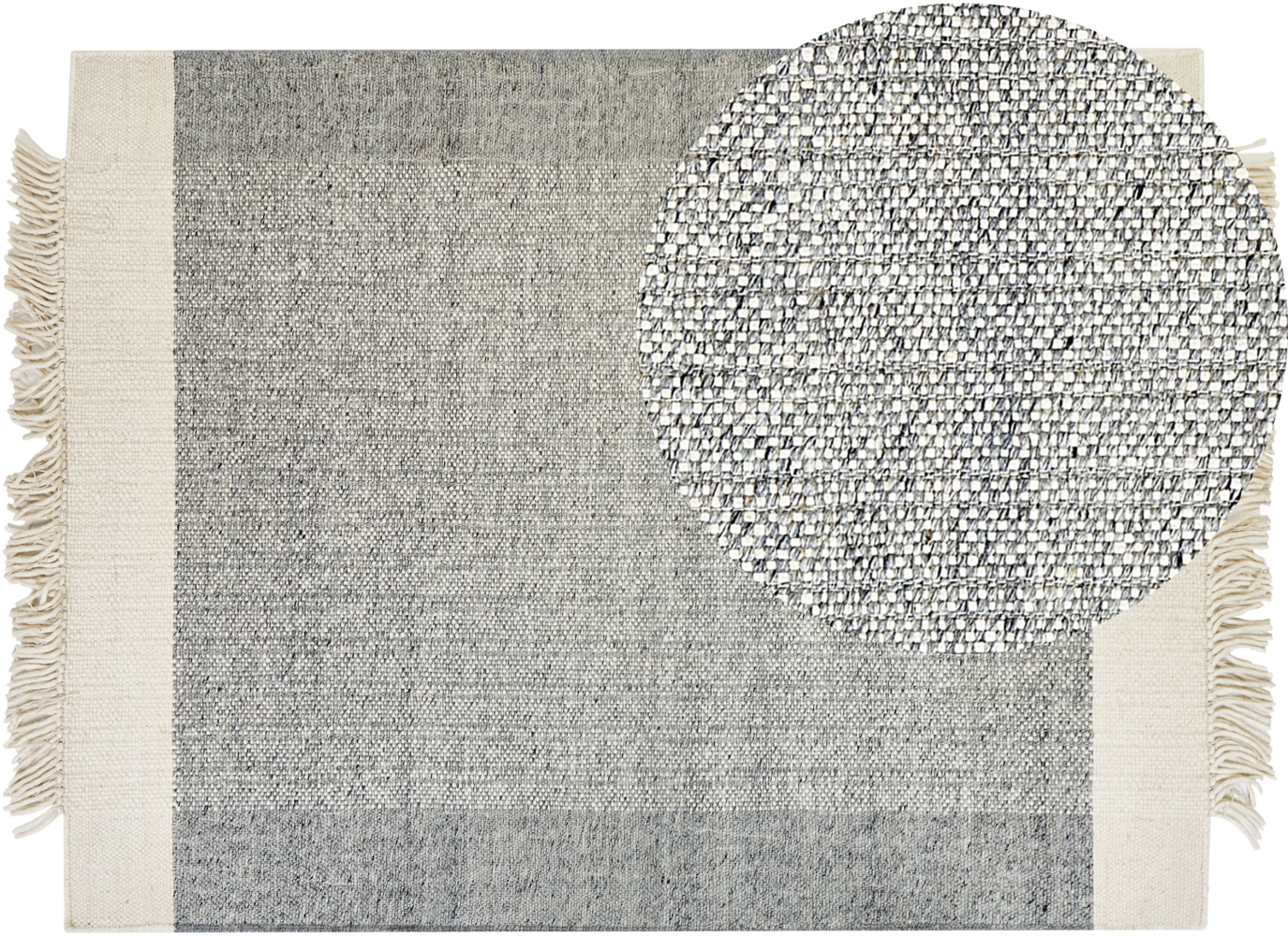 Teppich Wolle grau cremeweiß 160 x 230 cm Kurzflor TATLISU Bild 1